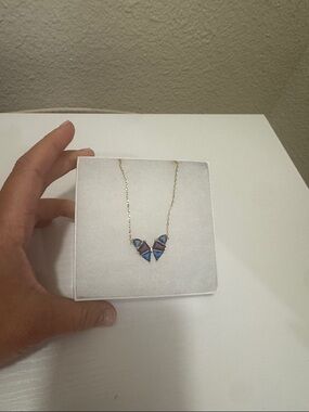 Kendra Scott Gold Butterfly Necklace with Blue and Purple Triangle Stones